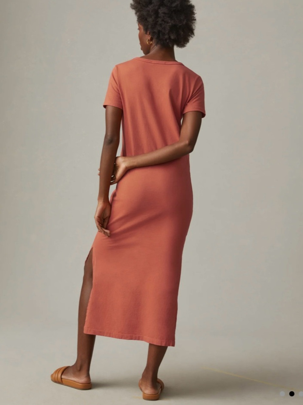 AMERICAN GIANT MIDI TEE DRESS IN APRICOT SIZE LARGE - Picture 4 of 7